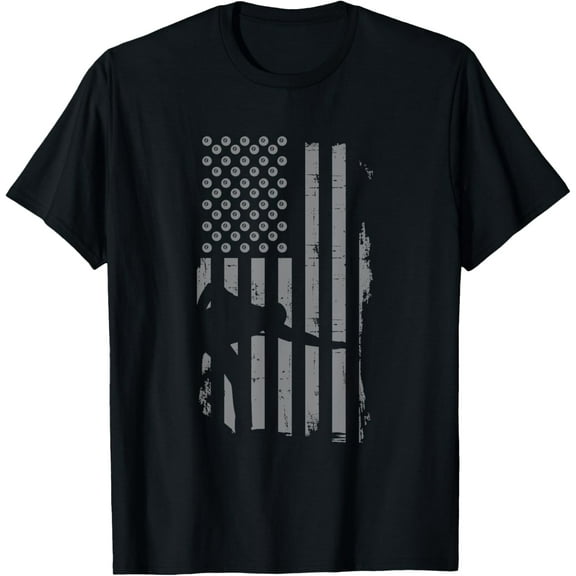 Soft Cotton - Retro American Flag Billiard Gift for Pool Shooting Player T-Shirt