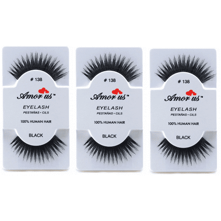 LWS LA Wholesale Store  3 Pairs AmorUs 100% Human Hair False Long Eyelashes # 138 compare Red