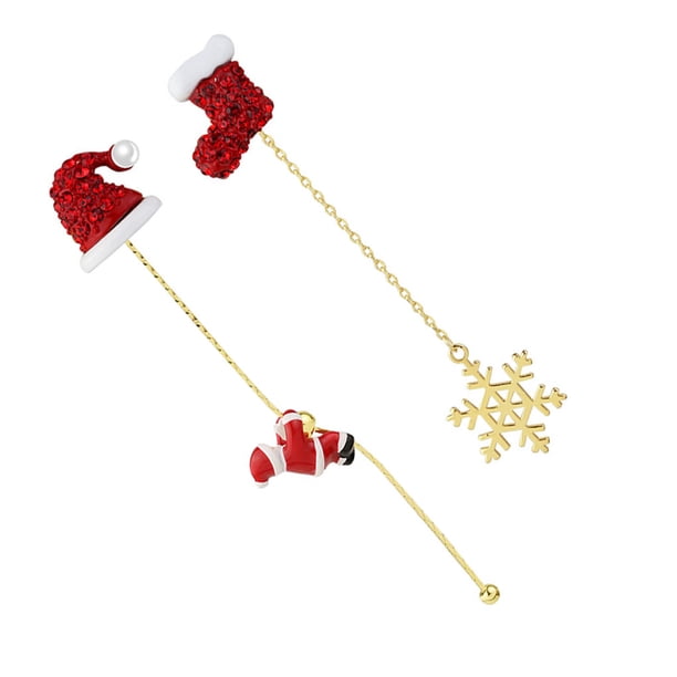 Naiovety 1 par de pendientes largos de Navidad, pendientes colgantes de Papá Noel, joyería colgante para fiesta, accesorio de vestir Kits de decoración para fiestas Tipo 2