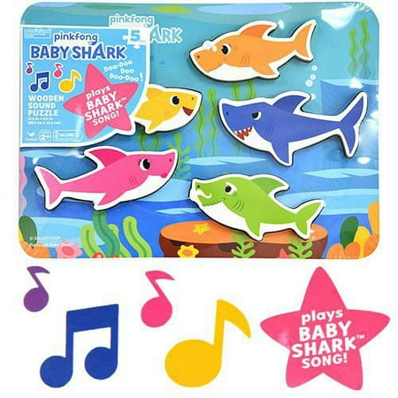 (2-3 business days delivery) Baby Shark Wood Tray Puzzle W/ Sound