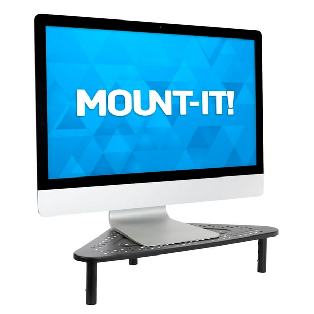 Mount-It! Corner Desk Monitor Stand Adjustable | Fits 17 to 32 inch