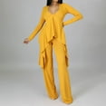 thumbnail image 2 of VBARHMQRT Female Pants Suits for Women Dressy Womens Fashion Casual Long Sleeve V Neck Irregular Two Piece Set Women Pants Suits for Sweatsuits Women 2 Piece Outfit Shorts, 2 of 6