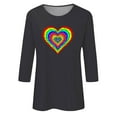 thumbnail image 4 of Qertyioot Cadeau de la Saint-Valentin! Mode Féminine Manches Trois-Quarts Col Rond Rétro Imprimé de Noël Haut Ample Blouse Manches Trois-Quarts, 4 of 4