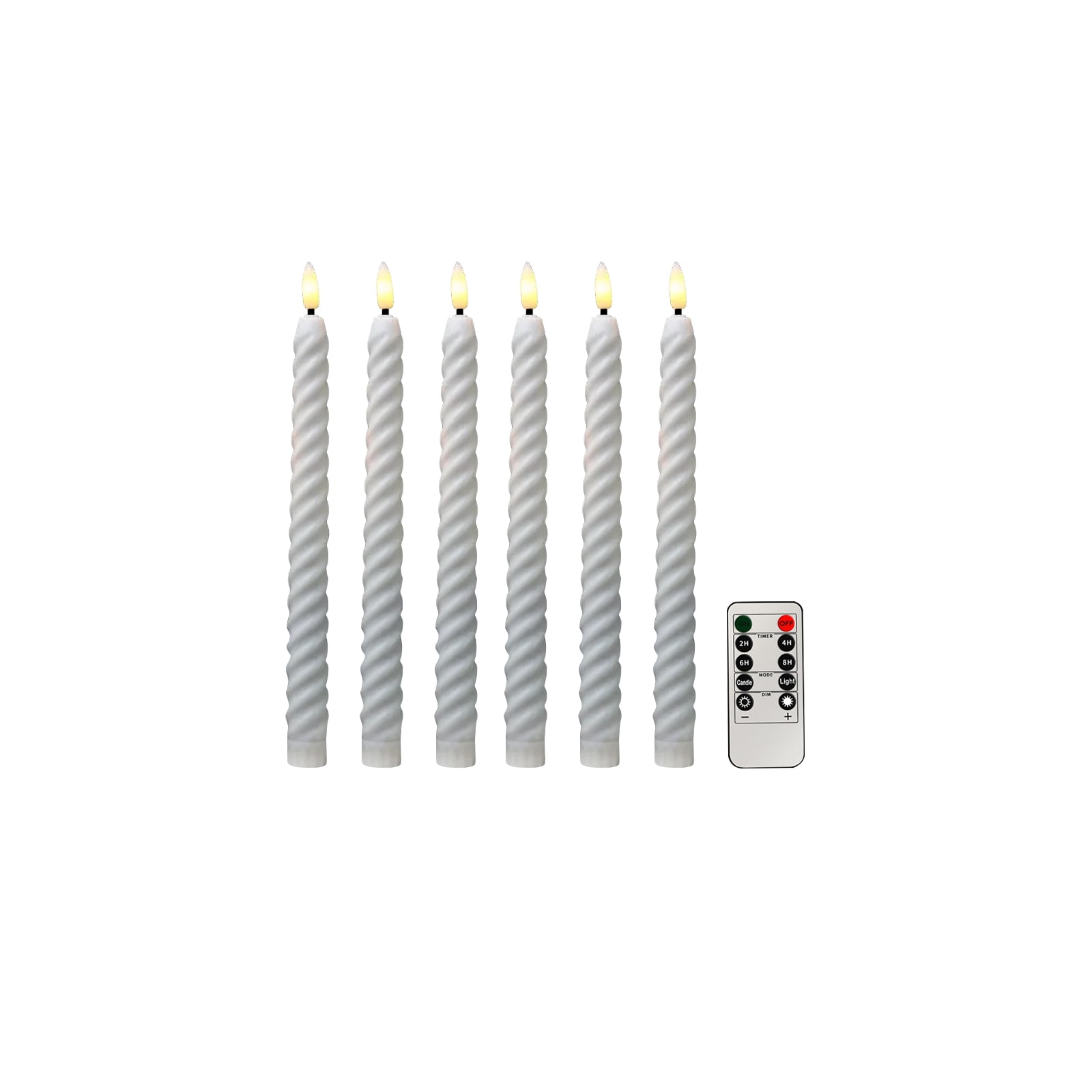 Flameless Taper Candles Flickering with Remote Timer, LED Taper Candles Battery Operated Warm 3D Wick Spiral 6 Pack Real Wax Home Birthday Decor 10.63",Yellow(Upgrade)
