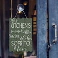 thumbnail image 5 of Wood Sign This Kitchen is Seasoned with Sazon Adobo Sofrito & Love La Cocina The Kitchen Spanish Puerto Rican Kitchen Wall Decor Hanging Sign 8x12 Inch (Green), 5 of 8