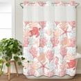 thumbnail image 3 of Red Orange Coastal No Hook Shower Curtain Waterproof,Bathroom Curtains with Snap in Liners and See Through Top Window,Sea Turtle Nautical Coral Summer Beach Hotel Bathtub Curtains Shower 72"Wx96"L, 3 of 8
