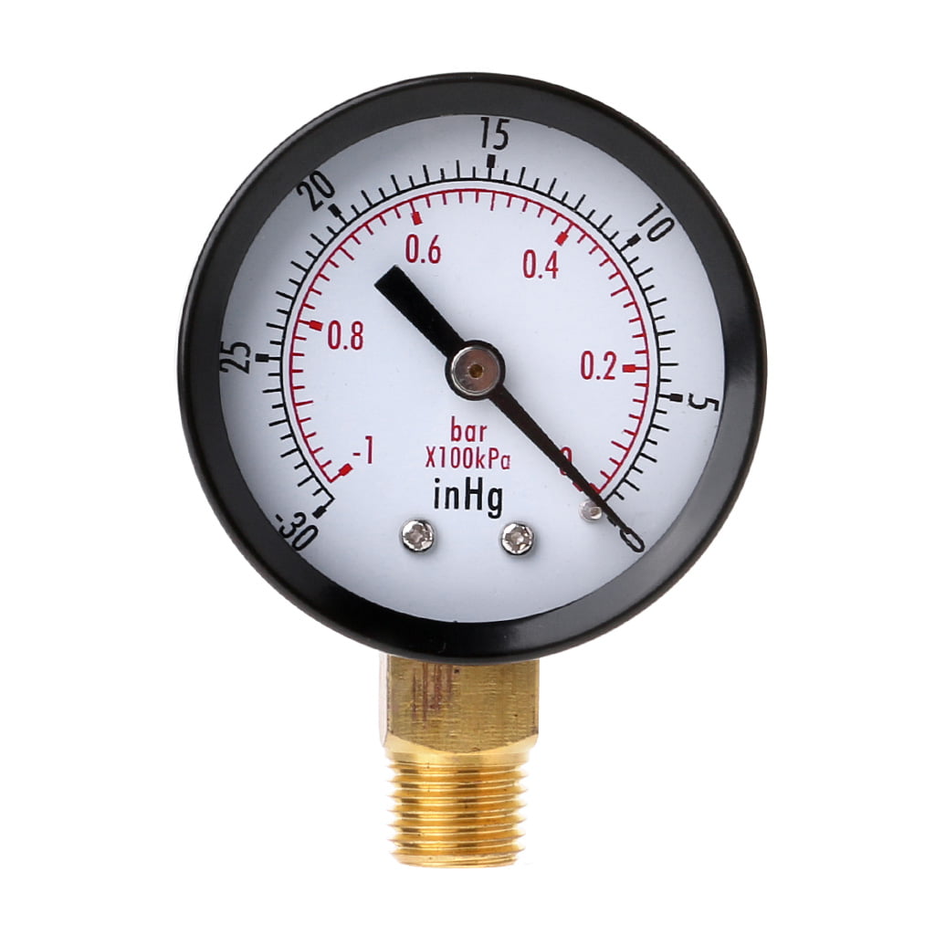 Vacuum Pressure Gauge Mini Dial Air Pressure Meter Double Scale BAR inHg 1/4"NPT 
