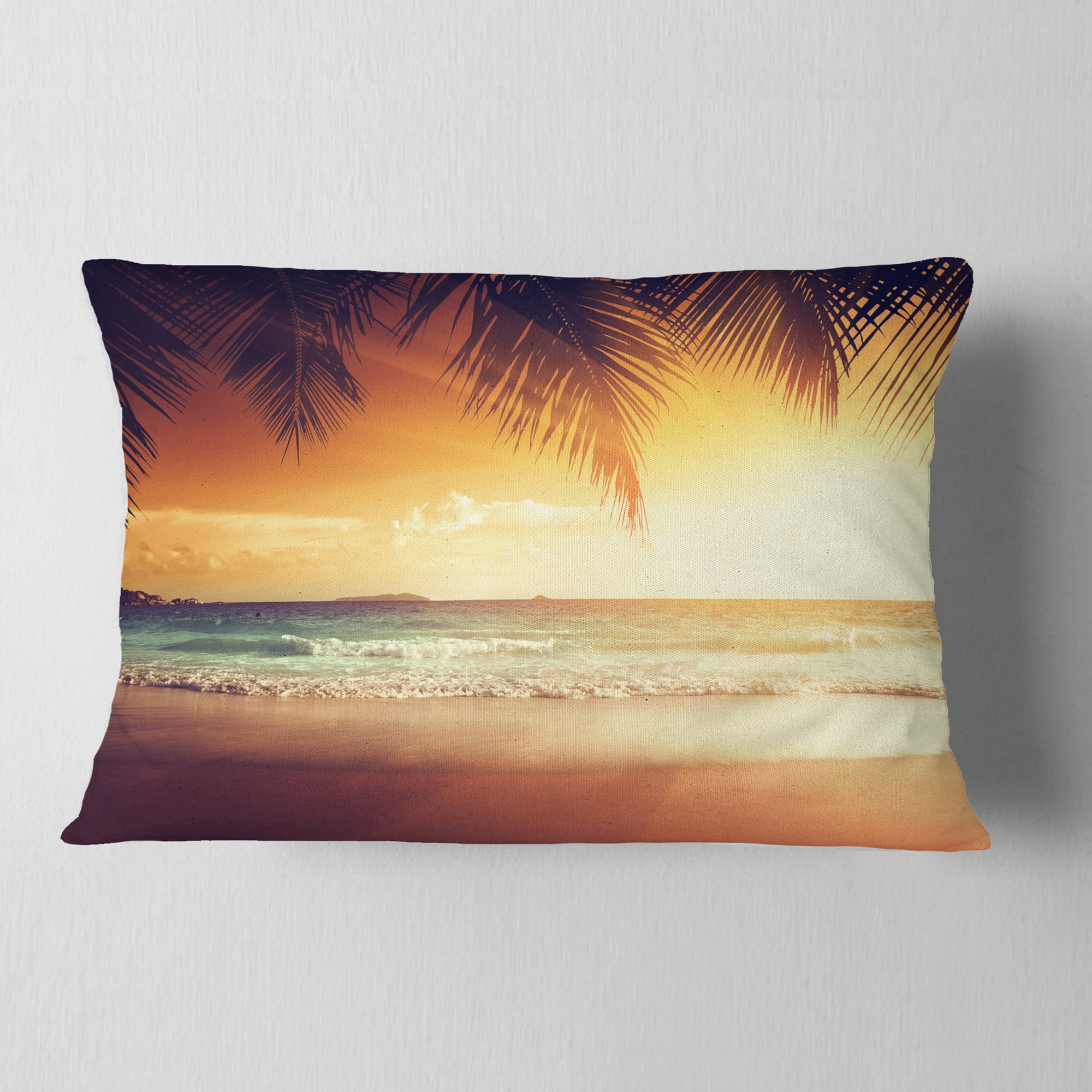 Designart 12" x 20" Red Polyester Throw Pillow