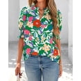 thumbnail image 6 of FreshPretty Summer Blouses for Women Dressy Casual Fashion Spring Tops Floral Boho V Neck Puff Short Sleeve Top Shirts, 6 of 8