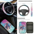 thumbnail image 3 of Jeiento Sea Turtle Car Seat Cover Full Set Car Floor Mats Steering Wheel Cover Seatbelt Pad Armrest Covers Coaster Keychains Purple Marble Print Chapstick Holder 17 Pack Auto Accessory, 3 of 8