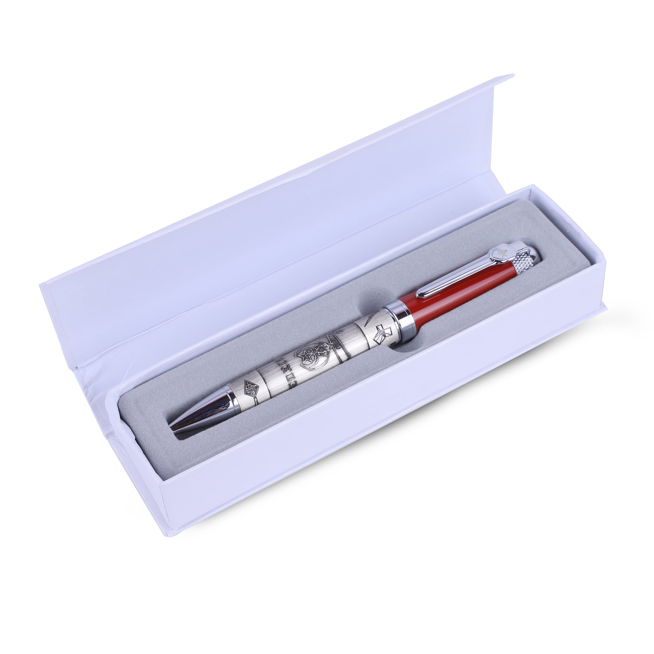 Trendy Zone 21 Shriner's Official Black Ink Ballpoint Pen, With Embossed Logo and Masonic Symbols - Gift Set for Members of the Masonic Order or Collectors