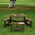 thumbnail image 2 of Outdoor Picnic Table for 6 People | Used in Backyard, Porch with Built - in Umbrella Hole | Burr - Free and Durable Wood | Solves Outdoor Furniture Wear and Tear, 2 of 7