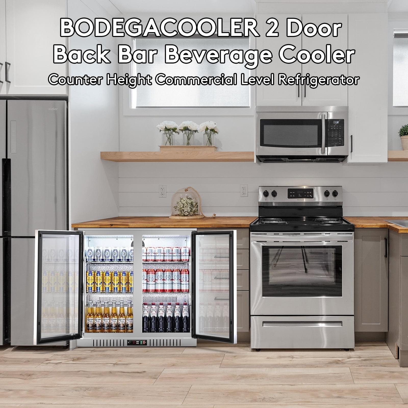 216-Can Beverage Refrigerator, Large Capacity Drink Fridge for Home Bar, Freestanding Beverage Cooler with Adjustable Shelves, LED Lighting
