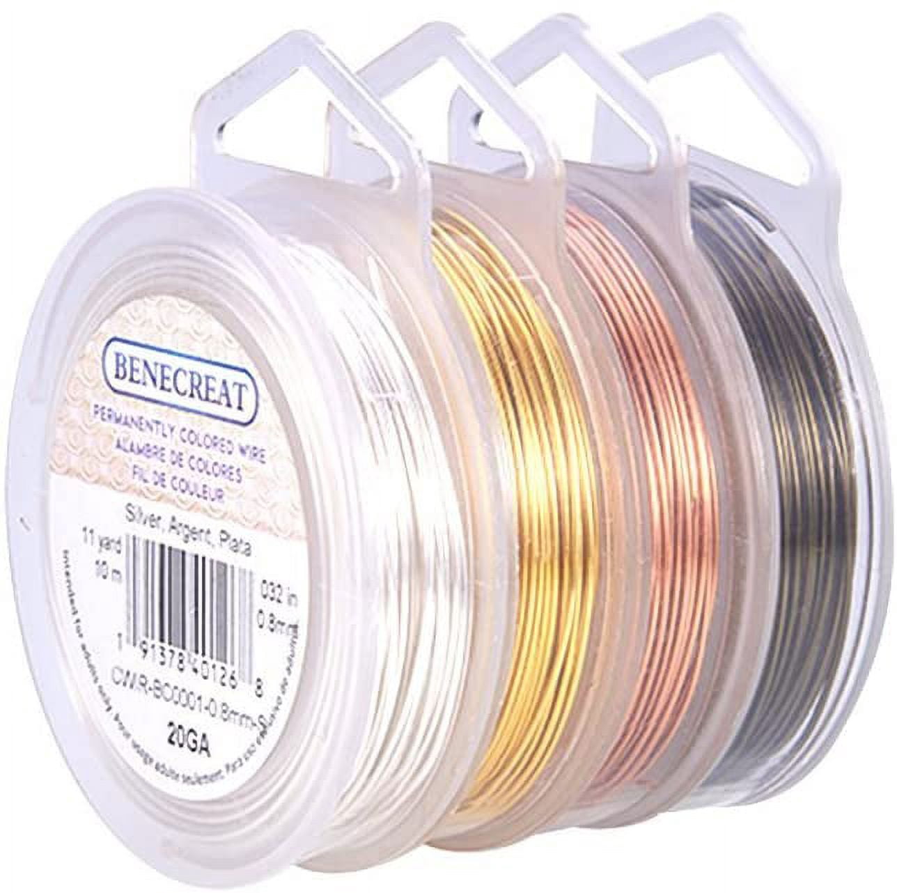 4 Rolls Tarnish Resistant Silver/Gold/Copper/Antique Bronze Coil Wire 20-Gauge 132-Feet/44-Yard in Total