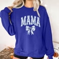 thumbnail image 7 of Penkiiy Women Long Sleeve Mama Sweatshirts Round Neck Pullover Loose Lightweight Blouse Tops S Blue, 7 of 7