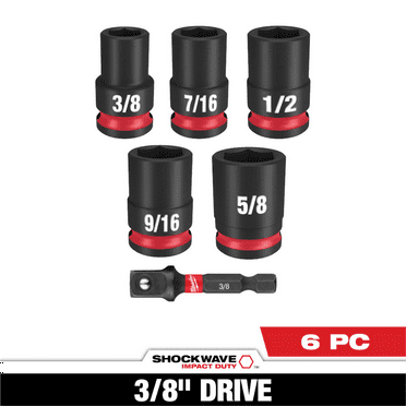 Milwaukee Tool 6PC SHOCKWAVE Impact Duty 3/8" Drive SAE Standard Socket Set