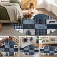 thumbnail image 5 of Navy Blue Plaid Round Area Rug 4 FT, Non Slip Indoor Outdoor Rug, Vintage Farmhouse Animals Tree Washable Soft Circular Carpet Non-Shedding Floor Mat for Coffee Table Nursery Foyer Balcony, 5 of 8