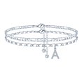 thumbnail image 1 of Pulsera Ursteel bañada en plata con inicial A, tobillera ajustable de 22 cm, 1 of 7