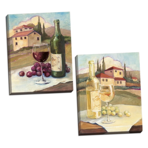 Gango Home Decor Contemporary Vino Toscano & Vino Veneto by Avery Tillmon (Ready to Hang); Two 16x20in Hand-Stretched Canvases