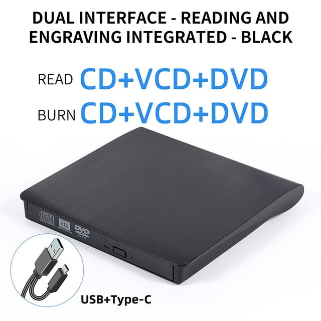 Lecteur Cd/Dvd Externe pour Ordinateur Portable, Lecteur Dvd C1D Externe, Lecteur Dvd Usb 3.0 Type-C Dvd C1D/-RW, Réécrivain Graveur Graveur Dvd/Cd Rom pour Ordinateur Portable Ordinateur de Bureau Pc Windows 11/10/8/7, Lecteur Dvd Externe