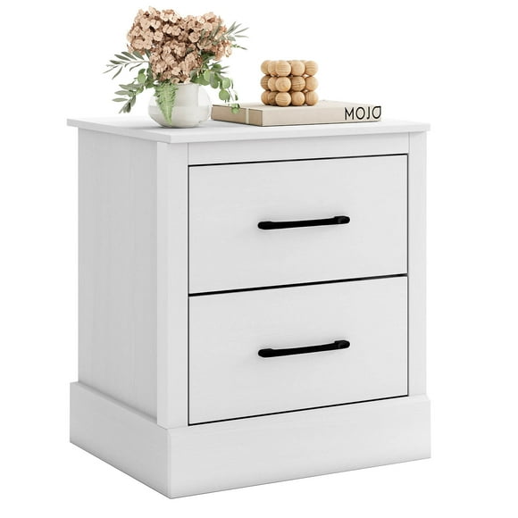 Costway 18.5" Farmhouse Nightstand with 2 Drawers Compact Size End Table for Living Room