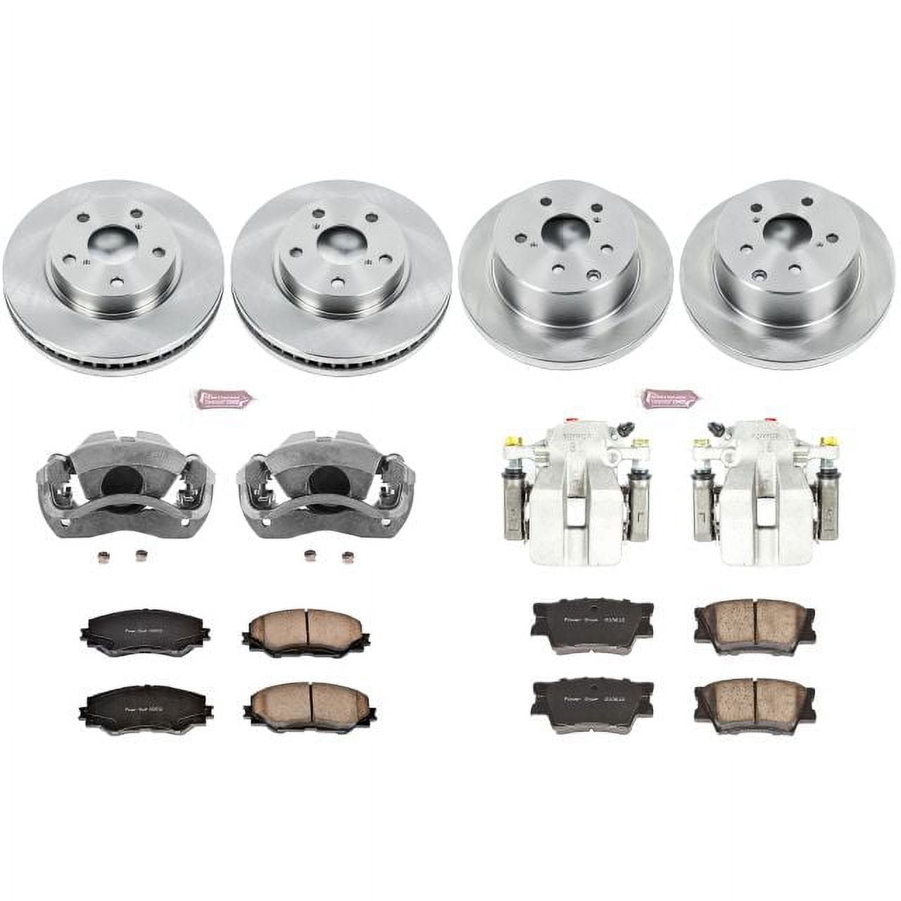 PowerStop Front and Rear Stock Replacement Brake Pad and Rotor Kit with Calipers Fits: TOYOTA Select Models KCOE4100