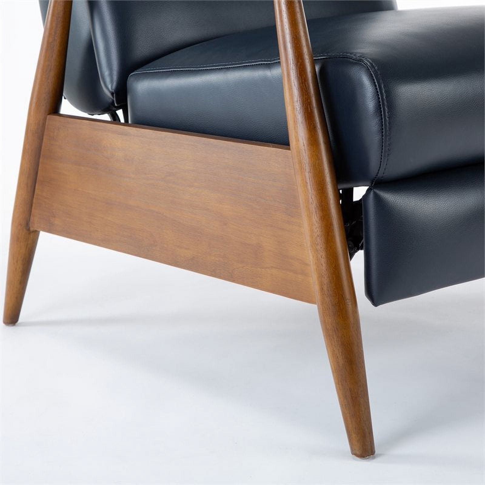 Solaris Midnight Blue Faux Leather Wooden Arm Push Back Recliner Chair