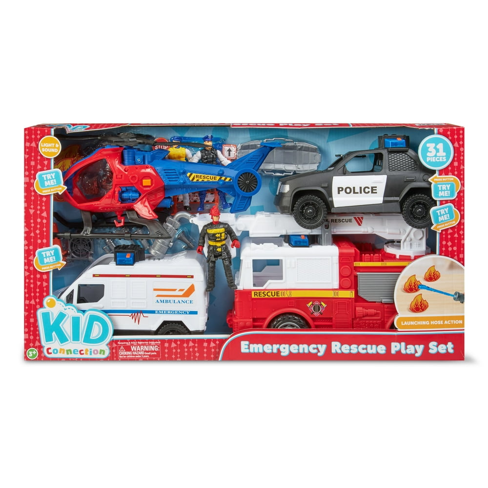 Kid Connection Emergency Rescue Vehicle Play Set, 31 Pieces Walmart