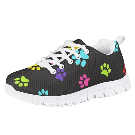 Pzuqiu Kids Tennis Shoes Dog Paws Print Comfortable Flat Running Shoes Breathable Air Mesh Child Shoes for Girls Boys Size 11