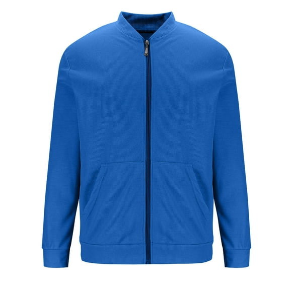 Wyobmus Blended Cardigan Sweaters for Men Solid Color Light And Softness Jacket Wool Knitted Fall Winter Stand Collar Blouse Blue