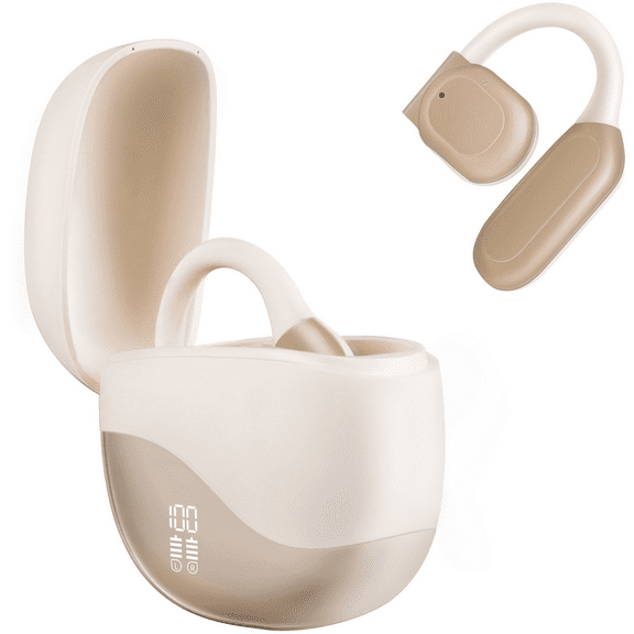 Open Ear Headphones,with Mic AILKIN Bluetooth 5.4 Headphone 60hrs Playtime Waterproof IPX7 Air Conduction True Wireless Earbuds with Charging Case Noise Cancelling with Ear Hooks for iPhone,Android