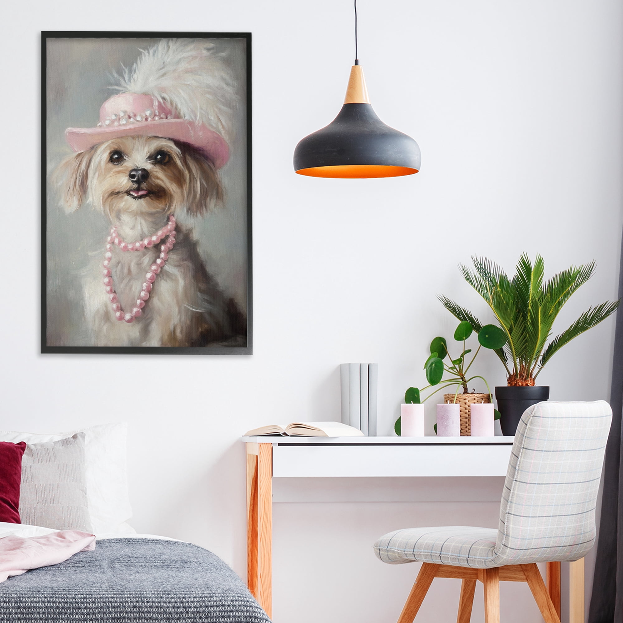 Stupell Industries Lady Yorkie Portrait Black Framed Giclee Art, design by Tina LeCour