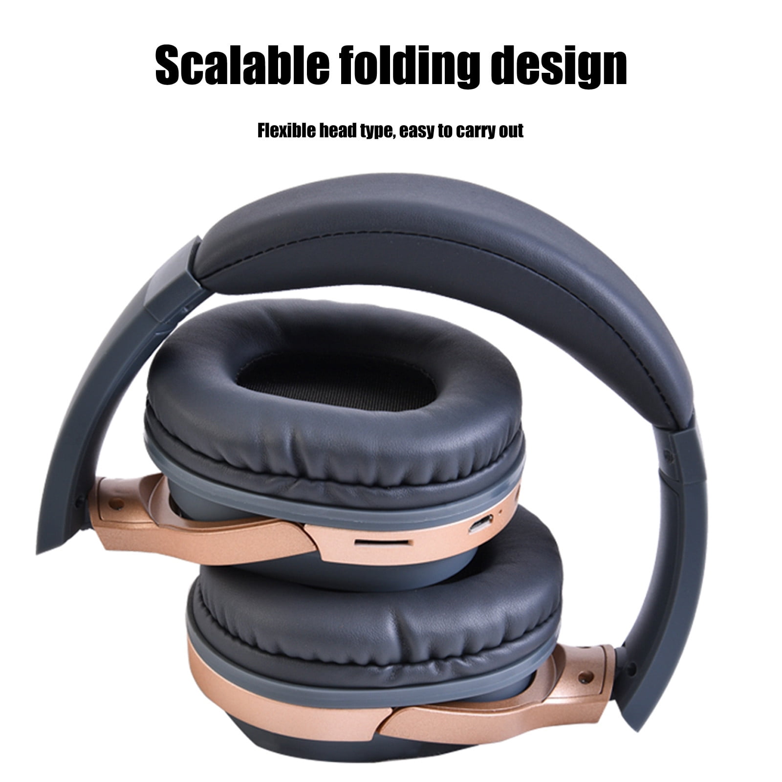 Wireless Headphones, Over Ear Bluetooth 5.0 with Microphone, Foldable Design and Enhanced Bass for Commuting, Gaming, Work