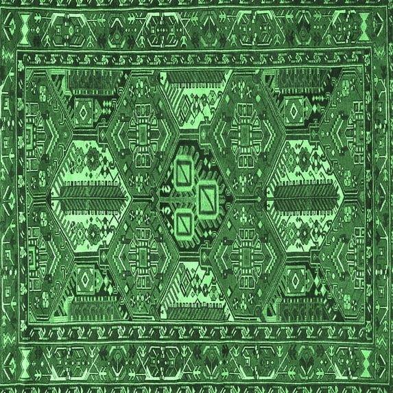 Ahgly Company Indoor Square Persian Emerald Green Traditional Area Rugs, 5' Square