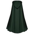 thumbnail image 4 of Rggeeun Adults Cape Solid Color Pleated Hooded Loose Front Tie Ankle Length Breathable Relaxed Fit for Halloween Evening Party Classic Capes,Green,S, 4 of 4