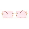 thumbnail image 1 of Luxe 90s Full Rimless Bevelled Oceanic Lens Square Sunglasses Gold Pink, 1 of 4