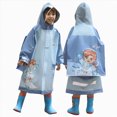 thumbnail image 5 of Hooded Transparent Raincoat Girl Boys Cartoon Rain Coat Hooded Outdoors Clear Waterproof Kids Toddler Children's Rainwear Protective Covers,Sky Blue,6-8 Years, 5 of 7