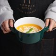 thumbnail image 6 of SWEEJAR Porcelain Soup Bowls with Handles, 28OZ Substantial Crocks for Soup, Oatmeal, Ramen, Functional and Stackable Set of 4,Jade, 6 of 6