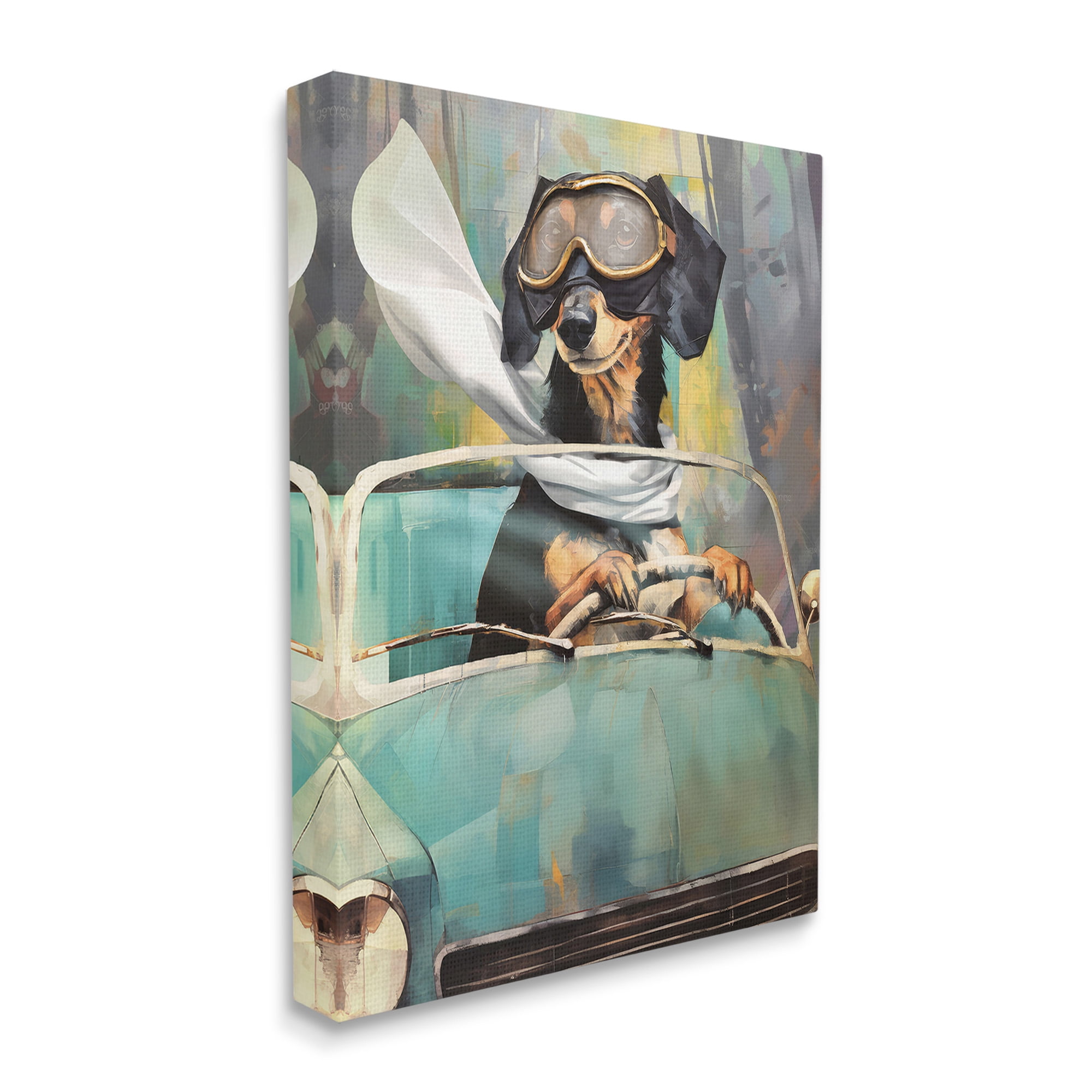 Stupell Industries Dog on Joy Ride Animals & Insects Painting Gallery Wrapped Canvas Art Print Wall Art, 16 x 20