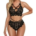 thumbnail image 2 of Señoras Linda Chica Sexy Sólido Lencería Encaje Floral Arco Profundo V Split Traje Fridja nalpqowj39284, 2 of 8