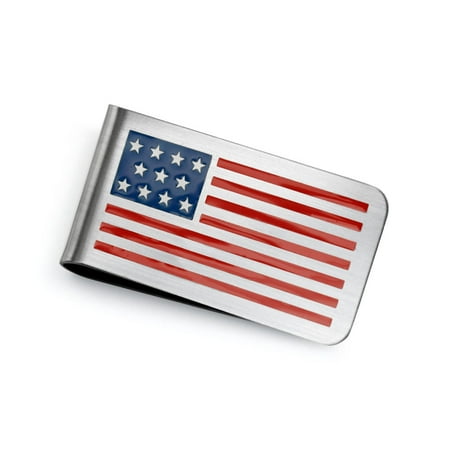 Star Tallit Clip (Patriotic USA American Flag Red White Blue Stars Stripes Money Clip For Men Plain Engravable Credit Card Stainless)