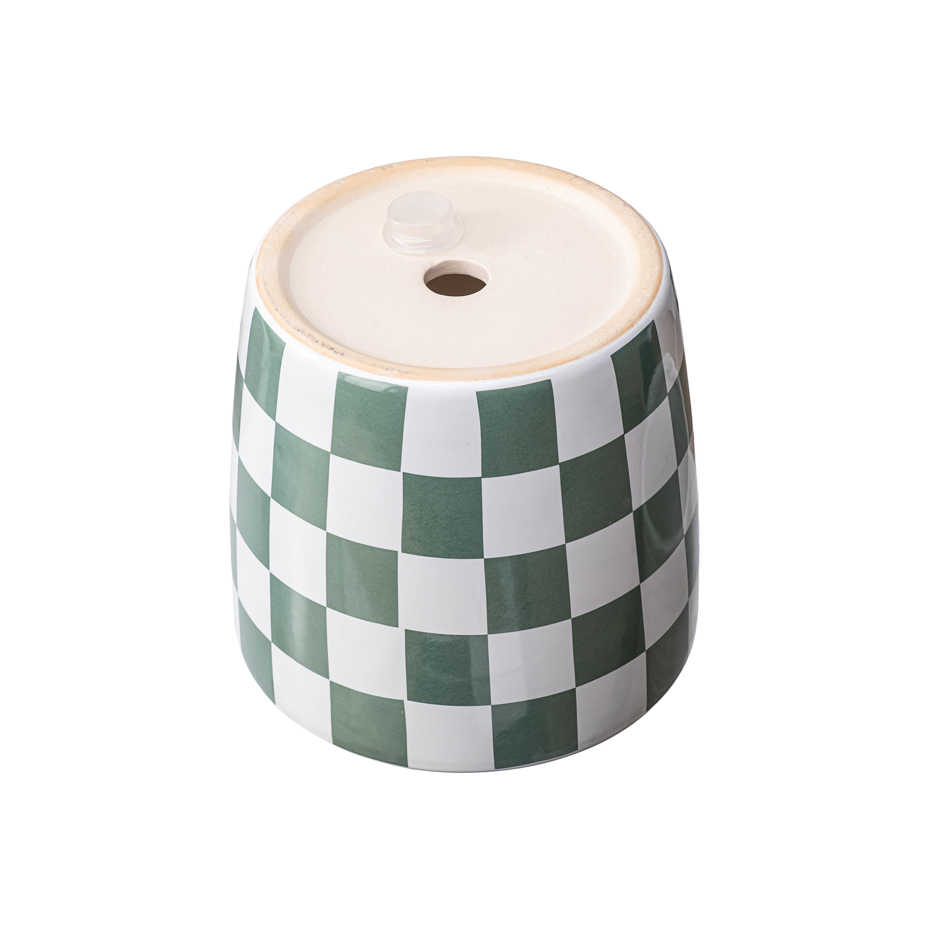 Mainstays 6 inch Green White Checkered Ceramic Planter