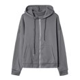 thumbnail image 6 of CaComMARK PI Women's Long Sleeve Shirts/ Coat Clearance Women Solid Color Blouse Tops Pockets Hoodied Sweatshirt Zipper Hoodie Dark Gray, 6 of 6