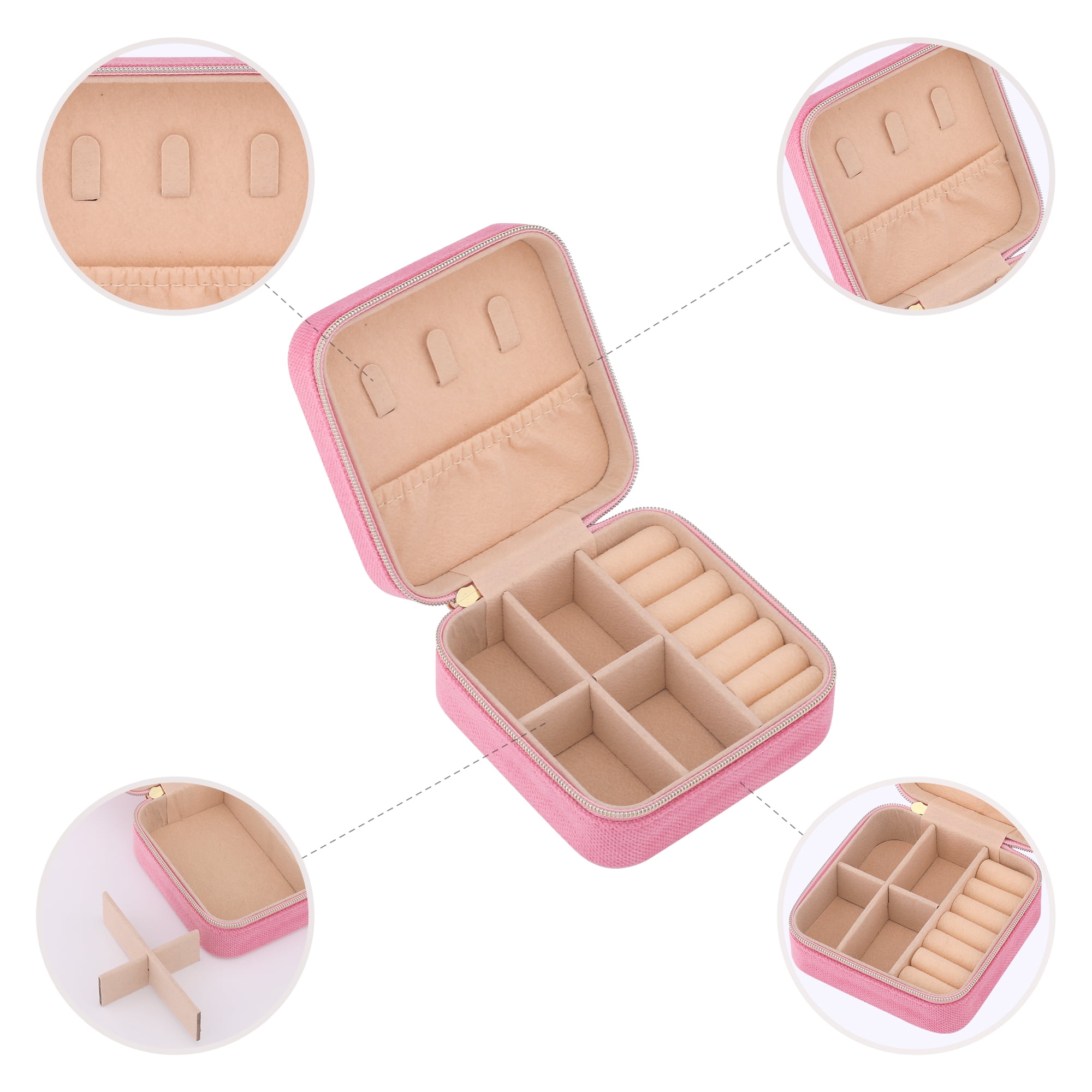 Unique Bargains Travel Portable Organizer Case Jewelry Box Rose Red
