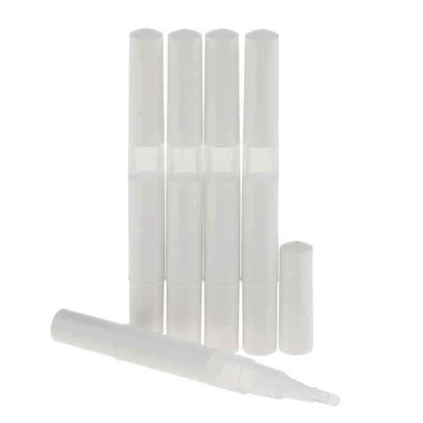 5 piezas Mini bolígrafo giratorio vacío / aceite de uñas vacío / tubos de lápiz de brillo de con cepillo para viajes Blanco Yinane Pluma vacía de aceite de uñas