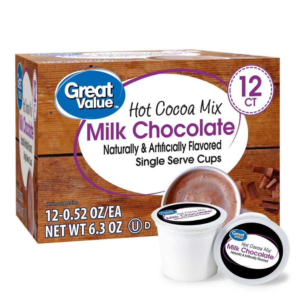 Great Value Milk Chocolate Hot Cocoa Mix, 0.52 Oz, 12 Count, Single
