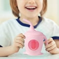thumbnail image 4 of Btomtd 6oz Mini Silicone Straw Cup with Handle, Lightweight Water Bottle for Learning Drinking, Food Grade Soft Spout Training Water Cup and Mug, Watermelon Red, 4 of 5