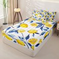 thumbnail image 2 of Erosebridal Watercolor Whole Lemon Zipper Twin Comforter Sets with Fitted Sheet and 2 Pillowcases,Hand Painted Leaf Zipper Bedding Set,Yellow Blue,Reversible, 2 of 6