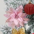 thumbnail image 5 of 24 Pack Artificial Christmas Flowers, Xmas Glitter Poinsettia 5.5 inch Artificial Flowers Christmas Tree Decorations Clearance Ornaments with Clips, 5 of 6