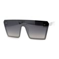 thumbnail image 1 of Womens Retro Oversize Angular Flat Top Shield Plastic Frame Rimless Sunglasses White Silver Mirror, 1 of 4